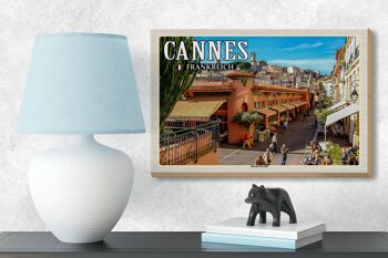 Panneau en bois voyage 18x12 cm Cannes France Marché Forville 3
