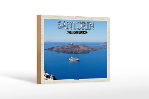 Holzschild Reise 18x12 cm Santorin Griechenland Palea Kameni Insel