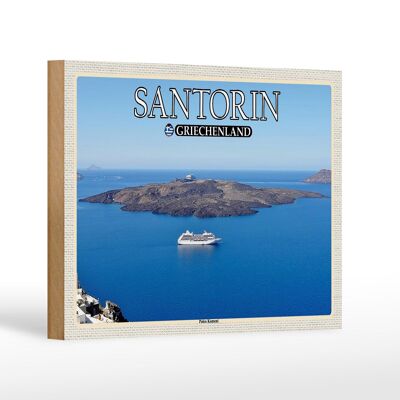 Cartel de madera viaje 18x12 cm Santorini Grecia Palea Kameni Island