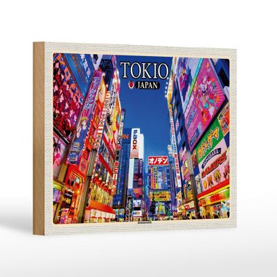 Cartel de madera viaje 18x12 cm decoración cartelera Tokio Japón