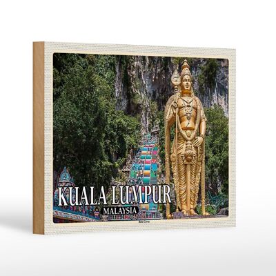 Cartello in legno da viaggio 18x12 cm Kuala Lumpur Malesia Grotte Batu