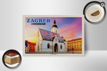 Panneau en bois voyage 18x12 cm Zagreb Croatie Église Saint-Marc 2