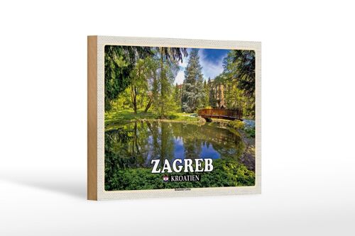 Holzschild Reise 18x12 cm Zagreb Kroatien Botanischer Garten