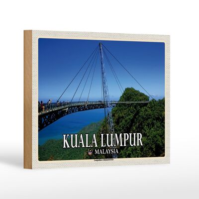 Cartello in legno da viaggio 18x12 cm Kuala Lumpur Malesia Langindkavi
