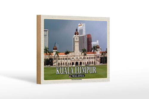 Holzschild Reise 18x12 cm Kuala Lumpur Sultan Abdul Building