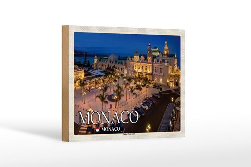 Holzschild Reise 18x12 cm Monaco Monaco Casino Monte-Carlo