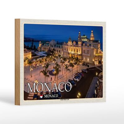 Holzschild Reise 18x12 cm Monaco Monaco Casino Monte-Carlo