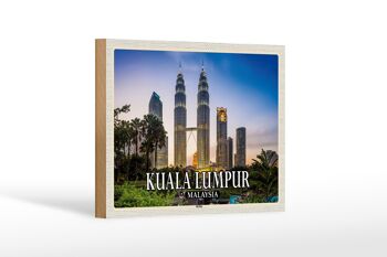 Panneau en bois voyage 18x12 cm décoration skyline Kuala Lumpur Malaisie 1