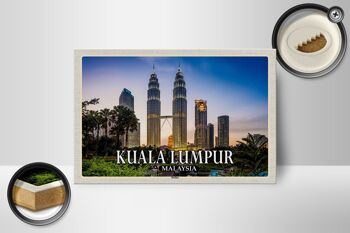 Panneau en bois voyage 18x12 cm décoration skyline Kuala Lumpur Malaisie 2