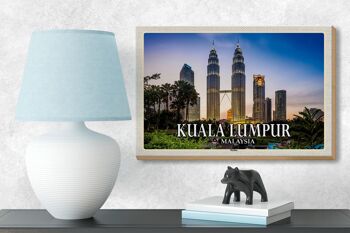 Panneau en bois voyage 18x12 cm décoration skyline Kuala Lumpur Malaisie 3