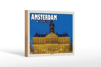 Panneau en bois voyage 18x12 cm Amsterdam Pays-Bas Palais Royal 1