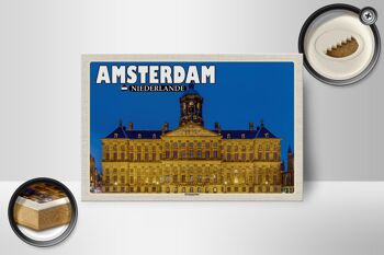 Panneau en bois voyage 18x12 cm Amsterdam Pays-Bas Palais Royal 2