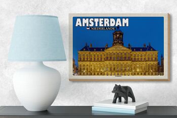 Panneau en bois voyage 18x12 cm Amsterdam Pays-Bas Palais Royal 3