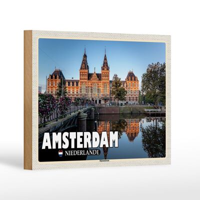 Cartel de madera viaje 18x12 cm Ámsterdam Países Bajos Rijksmuseum
