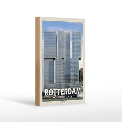 Cartel de madera viaje 12x18 cm Rotterdam Países Bajos De Rotterdam