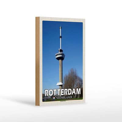 Cartel de madera viaje 12x18 cm Rotterdam Países Bajos Euromast TowerDeco