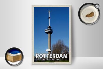 Panneau en bois voyage 12x18 cm Rotterdam Pays-Bas Euromast TowerDeco 2