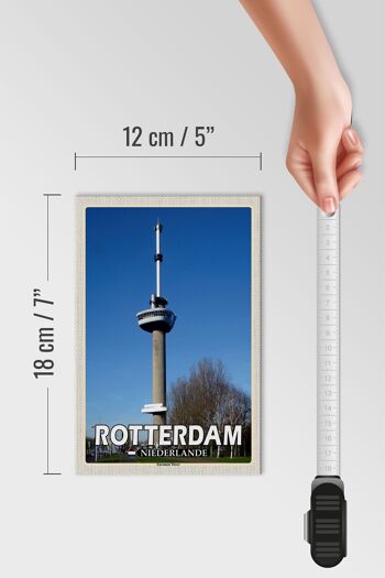 Panneau en bois voyage 12x18 cm Rotterdam Pays-Bas Euromast TowerDeco 4