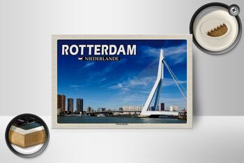 Panneau en bois voyage 18x12 cm Rotterdam Pays-Bas Décoration pont Erasmus 2