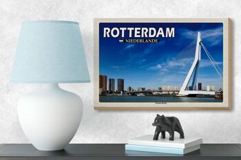 Panneau en bois voyage 18x12 cm Rotterdam Pays-Bas Décoration pont Erasmus 3