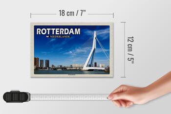Panneau en bois voyage 18x12 cm Rotterdam Pays-Bas Décoration pont Erasmus 4
