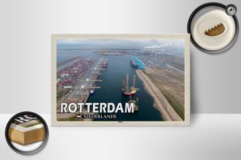 Panneau en bois voyage 18x12 cm navires du port de Rotterdam Pays-Bas 2