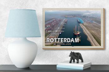Panneau en bois voyage 18x12 cm navires du port de Rotterdam Pays-Bas 3