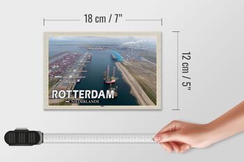 Panneau en bois voyage 18x12 cm navires du port de Rotterdam Pays-Bas 4