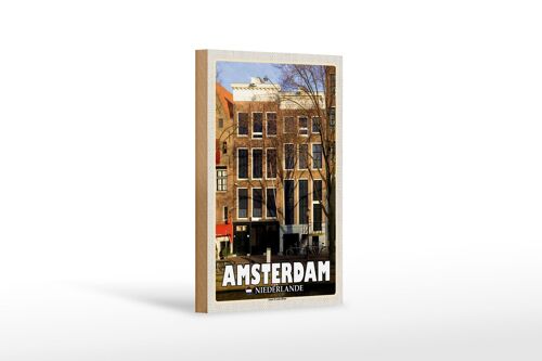 Holzschild Reise 12x18cm Amsterdam Niederlande Anne-Frank-Haus Dekoration