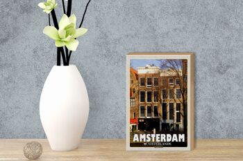 Panneau en bois voyage 12x18cm Amsterdam pays-bas décoration maison Anne Frank 3