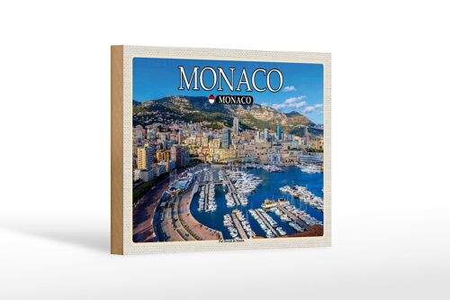 Holzschild Reise 18x12 cm Monaco Monaco Port Hercule de Monaco Dekoration