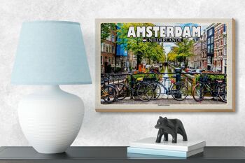 Panneau en bois voyage 18x12 cm Amsterdam Pays-Bas quartier Jordaan 3