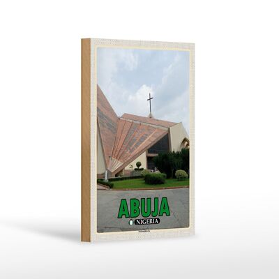 Holzschild Reise 12x18 cm Abuja Nigeria Nationalkirche Dekoration