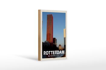Panneau en bois voyage 12x18 cm Rotterdam Pays-Bas Pomme rouge 1