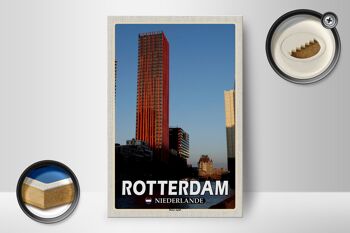 Panneau en bois voyage 12x18 cm Rotterdam Pays-Bas Pomme rouge 2