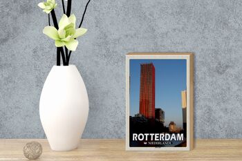 Panneau en bois voyage 12x18 cm Rotterdam Pays-Bas Pomme rouge 3