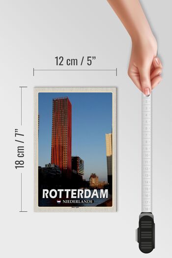 Panneau en bois voyage 12x18 cm Rotterdam Pays-Bas Pomme rouge 4
