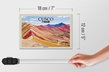 Panneau en bois voyage 18x12 cm Cusco Pérou décoration montagnes arc-en-ciel 4