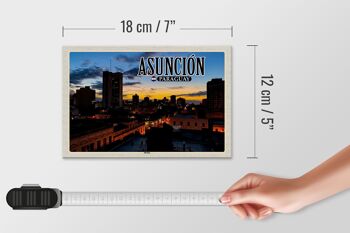 Panneau en bois voyage 18x12 cm Asunción Paraguay horizon coucher de soleil 4