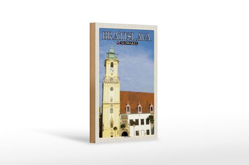 Holzschild Reise 12x18 cm Bratislava Slowakei Altes Rathaus