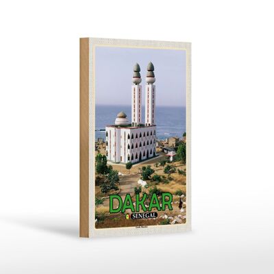 Cartel de madera de viaje 12x18 cm Dakar Senegal Gran Mezquita Decoración