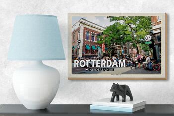 Panneau en bois voyage 18x12 cm Rotterdam Pays-Bas Witte de Withstraat 3