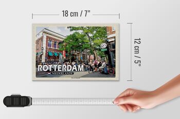 Panneau en bois voyage 18x12 cm Rotterdam Pays-Bas Witte de Withstraat 4