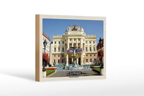 Holzschild Reise 18x12 cm Bratislava Slowakei Slowakisches Theater