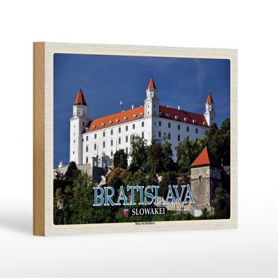 Cartello in legno da viaggio 18x12 cm Bratislava Slovacchia Castello di Bratislava
