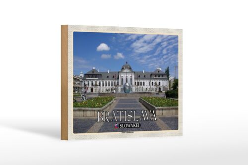 Holzschild Reise 18x12 cm Bratislava Slowakei Palais Grassalkovich