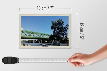 Panneau en bois voyage 18x12 cm Bratislava Slovaquie Stary Most Old Bridge 4