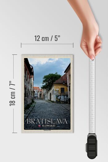 Panneau en bois voyage 12x18 cm Bratislava Slovaquie rue Kapitulska 4