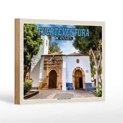 Cartel de madera viaje 18x12 cm Fuerteventura España Iglesia Nuestra