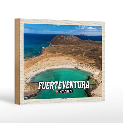 Cartel de madera viaje 18x12 cm Fuerteventura España Isla de Lobos